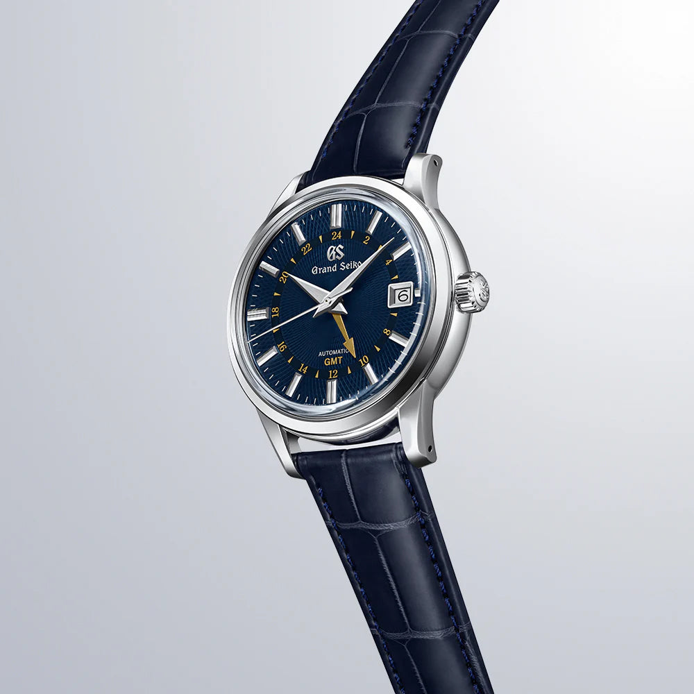グランドセイコー メカニカル GMT 月雫 SBGM257 メンズ 機械式 自動巻き クロコダイル 革バンド ネイビー