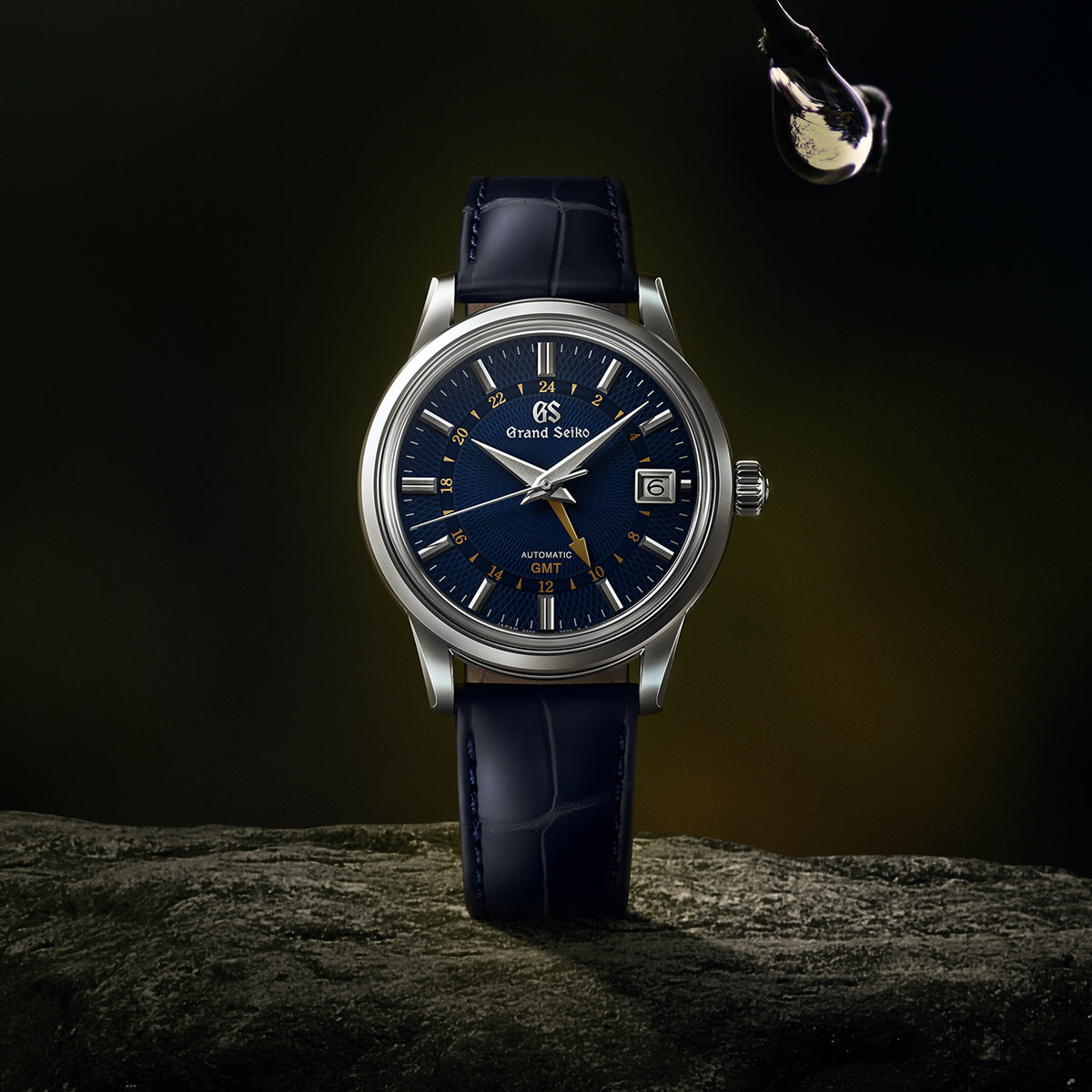 グランドセイコー メカニカル GMT 月雫 SBGM257 メンズ 機械式 自動巻き クロコダイル 革バンド ネイビー