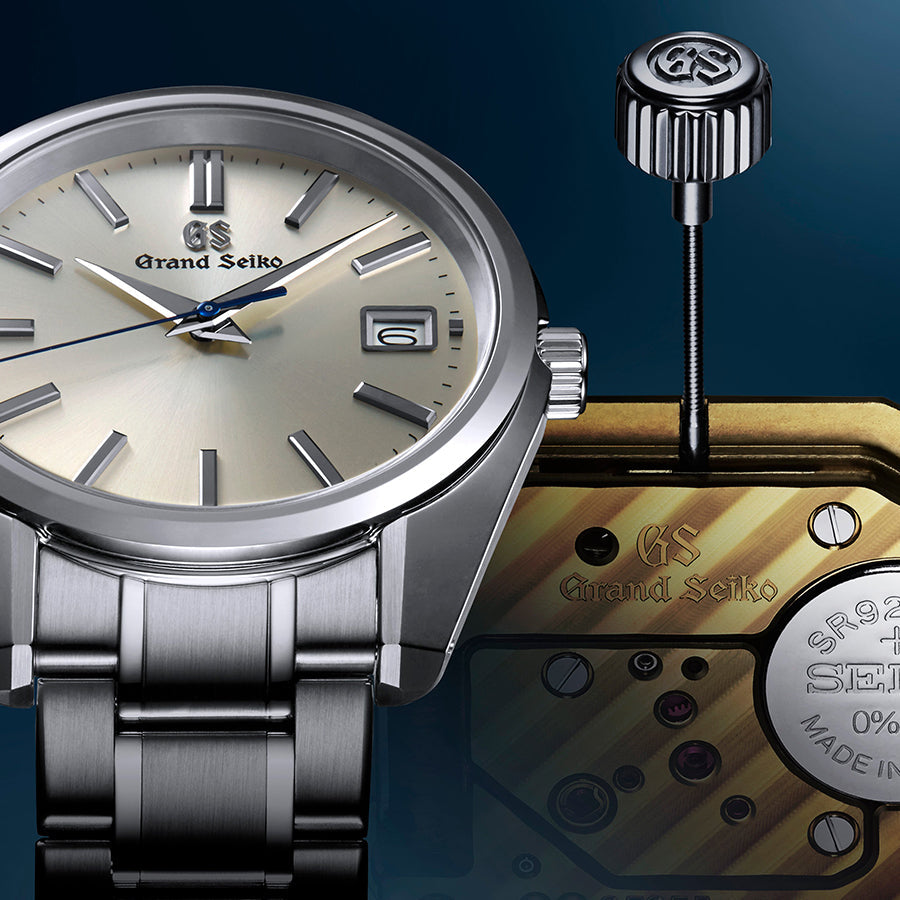 グランドセイコー マスターショップ専用モデル 44GS現代デザイン 9F クオーツ SBGP001 メンズ 電池式 厚銀放射ダイヤル テンパーブルー秒針