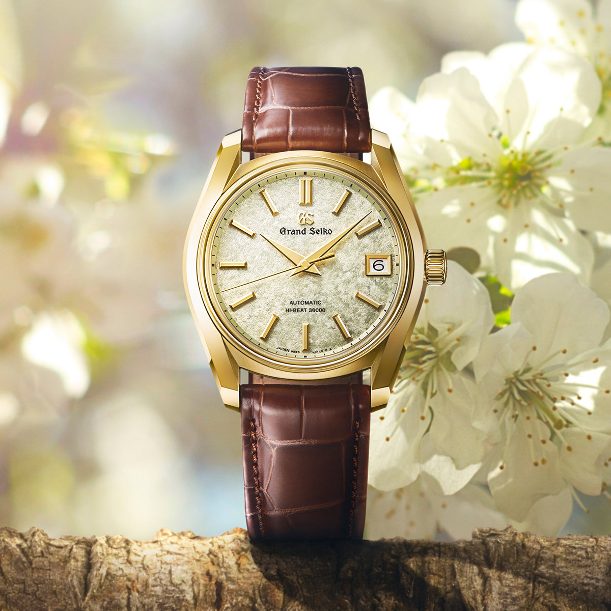 グランドセイコー 62GS メカニカルハイビート 36000 桜若葉 SBGH376 メンズ 機械式 18Kイエローゴールドケース クロコダイル 革バンド
