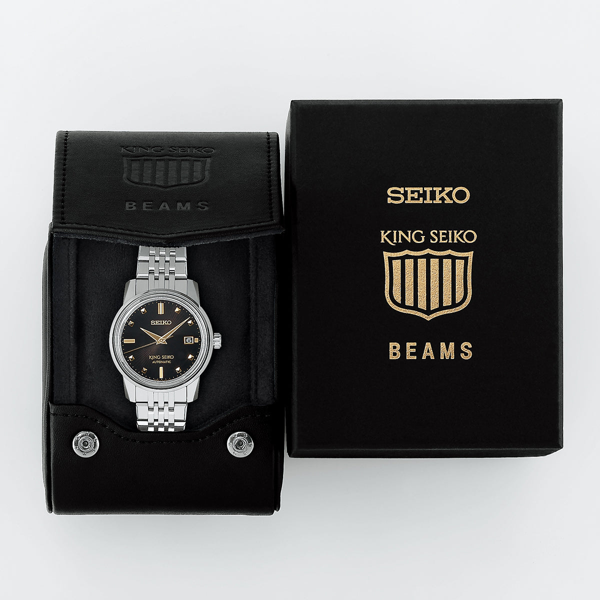 セイコー キングセイコー KSK BEAMS 50周年記念 限定モデル SDKA025 メンズ 機械式 自動巻き 型打文様 ブラックダイヤル 6L35